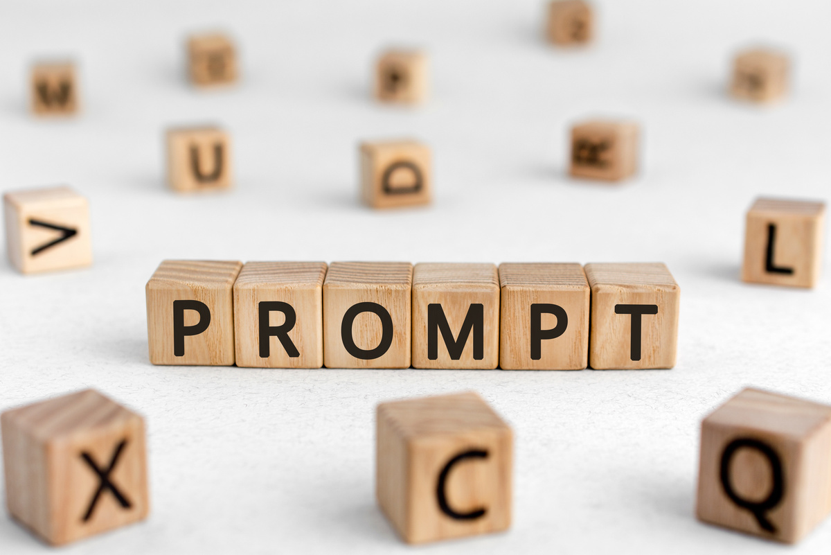 Prompt - words from wooden blocks with letters
